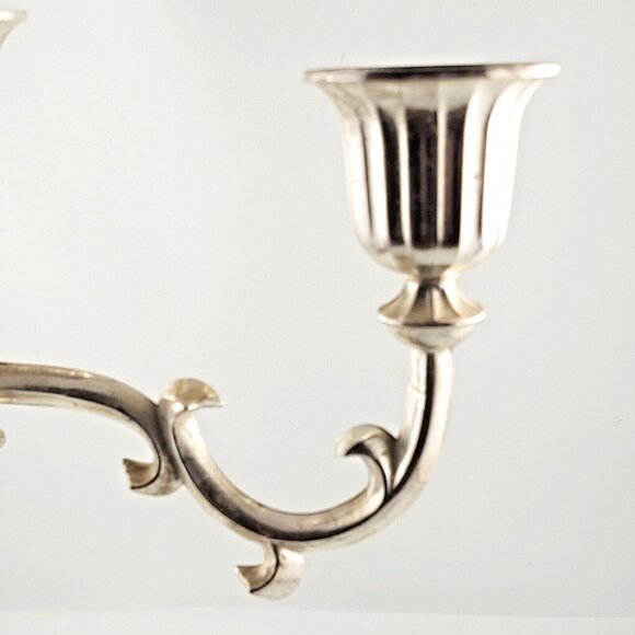 Candelabra-3 Holder-Zinc Plated-England-Blue Felt Bottom-Vintage- 10in x 10in - Picture 5 of 8